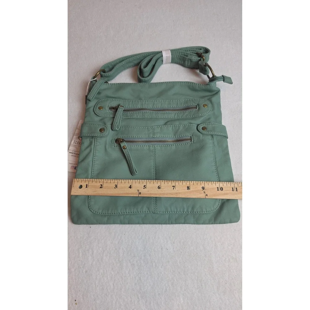Scarleton Sage Green Vegan Leather Multi Pocket Crossbody Shoulder Bag NWT